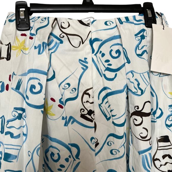 Zara CoOrd Set Printed Poplin Crop Top & Midi Skirt Set Abstract Cotton Medium - Picture 5 of 16